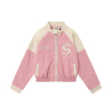 Women Jacket Fall Stand Collar Embroidery Loose Jacket Coat