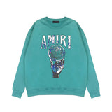 Amiri Long-Sleeve Shirt Personality Printed Crew Neck Sweatshirt