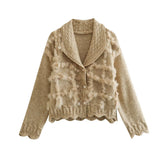 Women Sweater Knitwear Knitted Lapel Sweater Women Autumn Classic Style Cardigan Outerwear Top
