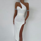 Women Dresses Sexy Slit Dress Spring Slim-Fitting Long Dress