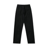 Men Jeans Ripped Jeans Vintage Distressed Straight-Leg Denim Trousers