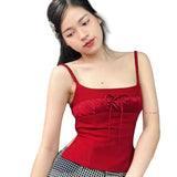 Women Tops Spring Slim-Fitting Suspenders Vest Sexy Backless Bow Top
