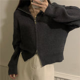 Women Knitwear Spring and Autumn Zipper Sweater Coat Knitted Cardigan Top