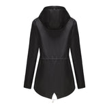 Women's Trench Coat Long-Sleeved Waterproof Mid-Length Trench Coat Women's Hooded Striped Raincoat