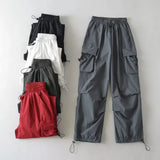 Women Sweatpants Retro Loose Trousers Three-Dimensional Pocket Overalls
