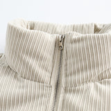 Unisex Winter Cotton Coat Solid Color Embroidered Logo Stand-up Collar Cotton-Padded Clothes Vintage Loose Cotton Coat