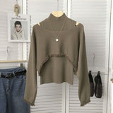 Women Knitted Pullover Vintage Autumn Long Sleeve Knitted Top