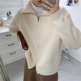 Women Knitwear Autumn and Winter Zipper Sweater Coat Loose Knitted Cardigan