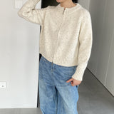 Women Winter Knitted Sweater Zipper Cardigan Long Sleeve Solid Color Thick Sweater