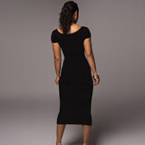 Women Dresse Sheath Skirt Short Sleeve