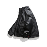 Unisex Winter Cotton Coat Three-Dimensional Pocket Decoration down Jacket Vintage PU Leather down Jacket