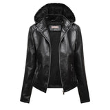 Red Leather Jacket Fleece-Lined Leather Jacket Women's Detachable Large Size Leather Coat