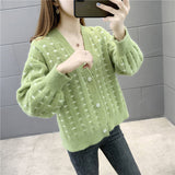 Women Knitwear Autumn and Winter V-neck Casual Sweater Loose Knitted Cardigan