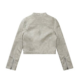 Women Jacket Short Biker's Leather Jacket Stand Collar Autumn and Winter PU Leather Jacket