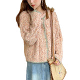 Women Knitted Cardigan round Neck Single-Breasted Long Sleeve Sweater Sweater