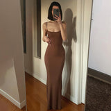 Women Dresses Casual Sleeveless Slim Fit Camisole Dress (Bla0420)