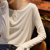 Women Knitted Pullover Casual round Neck Long Sleeve Knitted Top