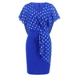 Women Date Dress Summer Polka Dot Printed Chiffon Dress V-neck Hip Skirt