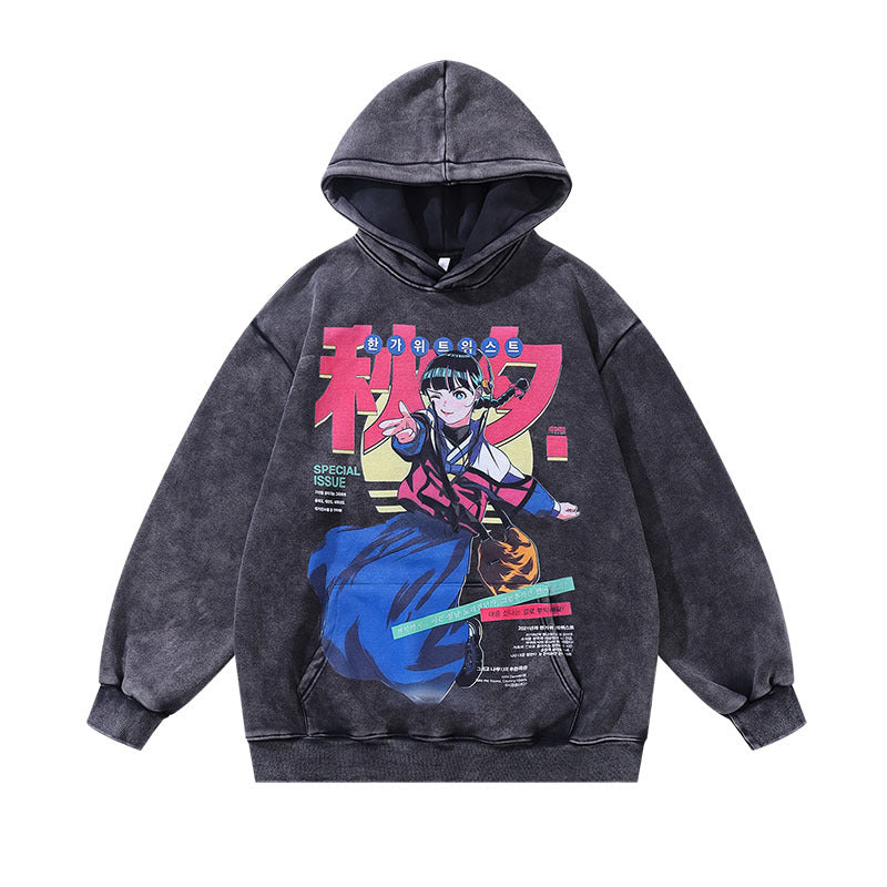 Men Hoodie Cartoon Print Couple Hooded Top
