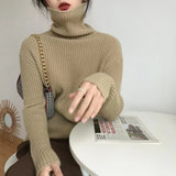 Women Knitted Pullover Turtleneck Sweater Women's Winter Sweater Top