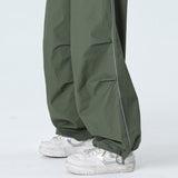 Men Sweatpants Pleated Solid Color Casual Trousers Men's Elastic Waist Sports Oversize Hip Hop Loose Wide Leg Pants