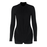 Women Jumpsuit Winter Slim-Fit Zipper Long Sleeve Jumpsuit