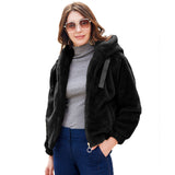 Women Trench Coat Autumn and Winter Plush Coat Hooded Long Sleeve Warm Short Top