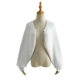 Women Sweater Knitwear Sexy Short Navel Knitted Top High Waist Loose Plush Cardigan Coat