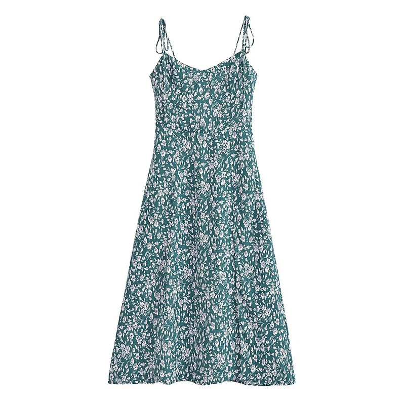 Women Dresses Summer Retro Long Sling Dress (Xds0414)