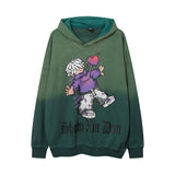 Men Hoodie Hiphop Cartoon Washed Gradient Hooded Sweater