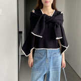 Women Knitted Two-Piece Set Autumn Knitted Two-Piece Short Top Suit X3012