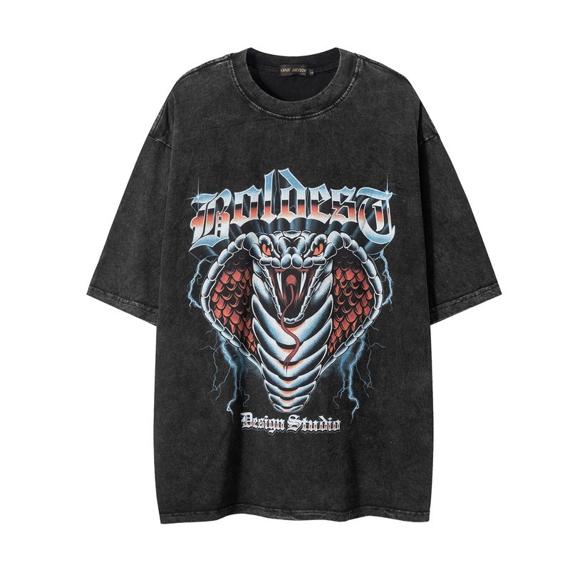 Men T Shirt Retro Dark Punk Printed Half Sleeve T-shirt Hip Hop