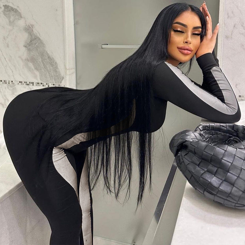 Women Jumpsuit Winter Zipper Slim Fit Long Sleeve Sports Yoga Jumpsuit
