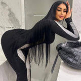 Women Jumpsuit Winter Zipper Slim Fit Long Sleeve Sports Yoga Jumpsuit
