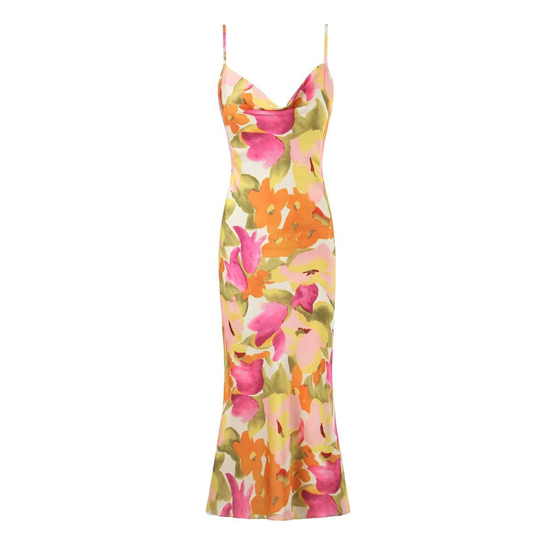 Women Dresses Summer Printing Slip Dress Backless Sexy Dress (Xds0414)