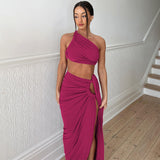 Women Dresses Autumn Sexy Backless Slim Fit Split Skirt Suit