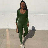 Women Jumpsuit Summer Long-Sleeve Slim Fit Hip Raise