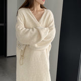 Women Knitted Two-Piece Set Knitted Two-Piece Autumn and Winter Long Vest Coat Set A3388