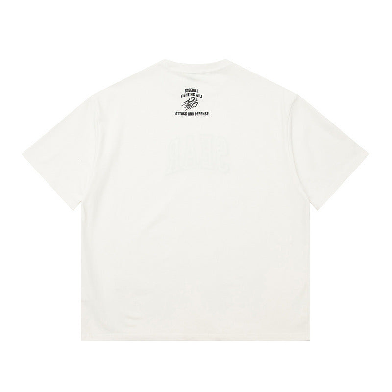 Men T Shirt Letter Patch Embroidered Crew Neck Hip Hop