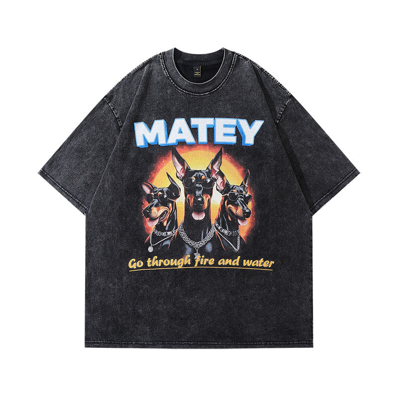 Men's T Shirt Doberman Pinscher Printed Short Sleeve T-shirt Men's and Women's Oversize Hip Hop Half Sleeve Tee