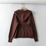 Women Sweater Knitwear Double Zipper Lapel Sweaters Cardigan Polo Collar Turtleneck Sweater Coat