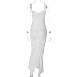 Women Dresses Mesh Camisole Slim Fit Slit Dress