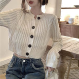 Women Knitwear Autumn and Winter round Neck Sweaters Cardigan