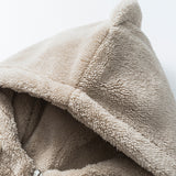 Unisex Winter Cotton Coat Letter Embroidered Hooded Cotton Coat Vintage Loose Cotton Coat