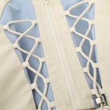 Women Jacket Short Coat Autumn Stand Collar Stitching Long Sleeve High Waist Jacket