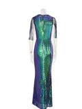Women Evening Gown Sexy Retro Green Sequins Dress Evening Dress