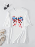 Summer Crew Neck Loose T-Shirt Bow Printing Loose