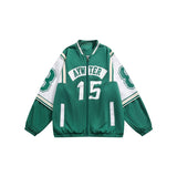 Unisex Jacket Retro College Style Loose Color Matching Baseball Jacket Loose Casual Jacket
