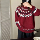 Women Knitwear Spring and Autumn round Neck Knitwear Loose Retro Sweater