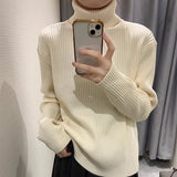 Women Knitwear Autumn and Winter Turtleneck Solid Color Knitwear Loose Sweater